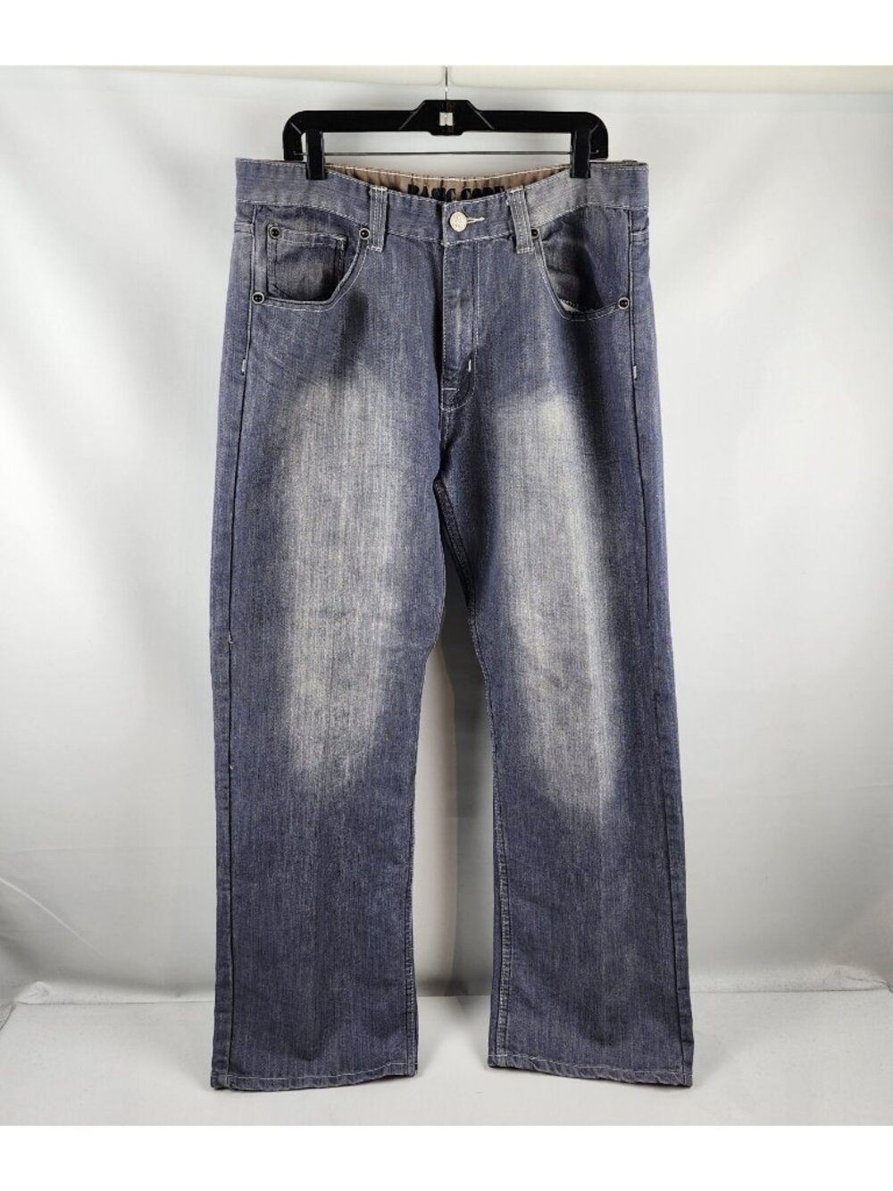 Basic Code Jeans Mens 38x32 Vintage Y2K Baggy Wide Leg Skater Blue Gray